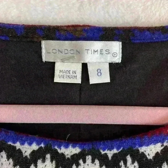 London Times Women's Short Sleeve Knit Dress Pleated Skirt Size 8 - Picture 2 of 8